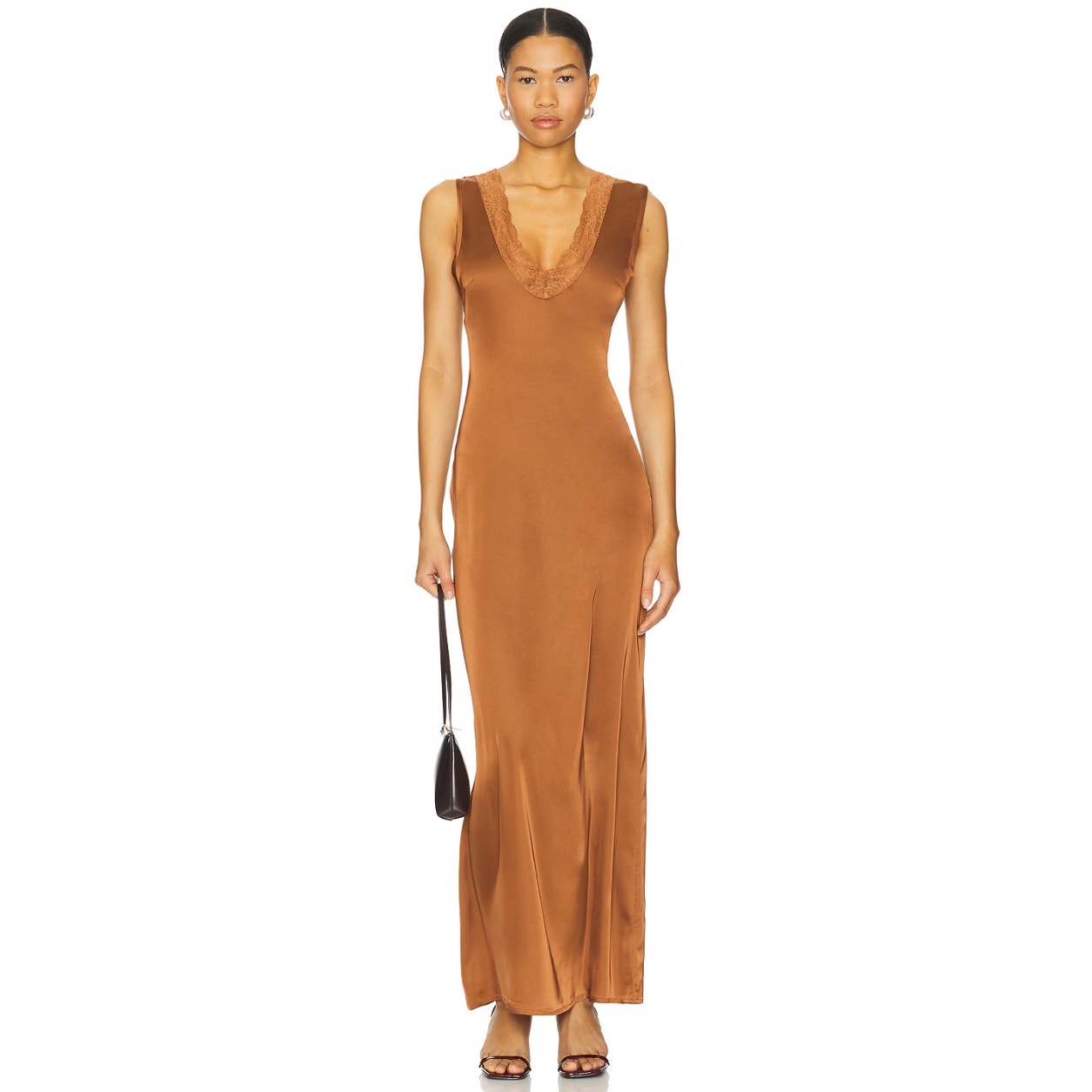 Lioness Simi Maxi Dress In Umber Women's Xs Prom Wedding Minimalist